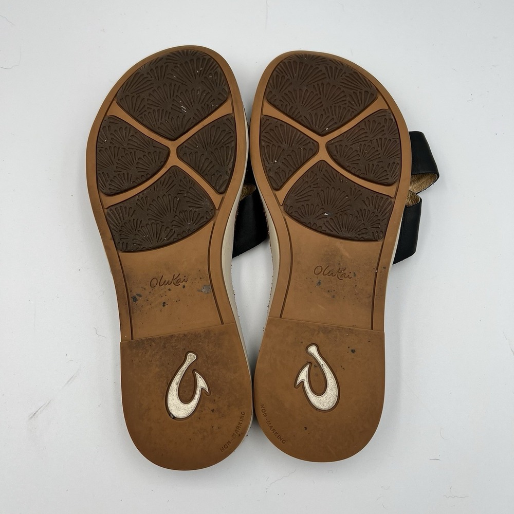 Olukai Ke'a Kīpe'a 'Olu Criss Cross Strap Sandals Black Women's Size 8 / EUR 38 - Picture 10 of 10
